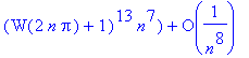 1/2*cos(t)*W(2*n*Pi)/Pi/(W(2*n*Pi)+1)/n-1/4*cos(t)*t*W(2*n*Pi)^2*(W(2*n*Pi)+2)/Pi^2/(W(2*n*Pi)+1)^3/n^2+1/16*cos(t)*t^2*W(2*n*Pi)^3*(2*W(2*n*Pi)^2+8*W(2*n*Pi)+9)/Pi^3/(W(2*n*Pi)+1)^5/n^3-1/96*cos(t)*t^...