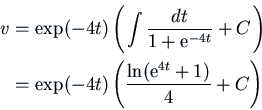 \begin{displaymath} \vcenter{\openup.7ex\mathsurround=0pt
\ialign{\strut\hfil...
...-4t) \left(\frac{\ln({\rm e}^{4t}+1)}{4}+C\right)\cr
\crcr}} \end{displaymath}