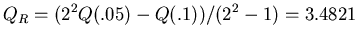 $\displaystyle Q_R = (2^2 Q(.05) - Q(.1))/(2^2-1) = 3.4821$