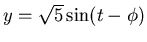 $y = \sqrt{5} \sin(t-\phi)$