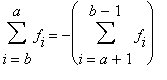 Sum(f[i],i = b .. a) = -Sum(f[i],i = a+1 .. b-1)